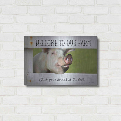 Luxe Metal Art 'Welcome Pig' by Lori Deiter Metal Wall Art,24x16