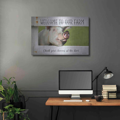 Luxe Metal Art 'Welcome Pig' by Lori Deiter Metal Wall Art,36x24