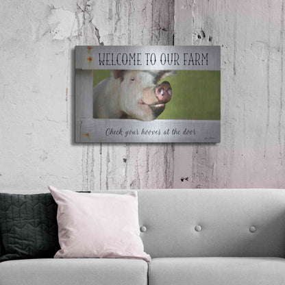 Luxe Metal Art 'Welcome Pig' by Lori Deiter Metal Wall Art,36x24