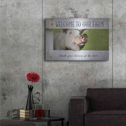 Luxe Metal Art 'Welcome Pig' by Lori Deiter Metal Wall Art,36x24