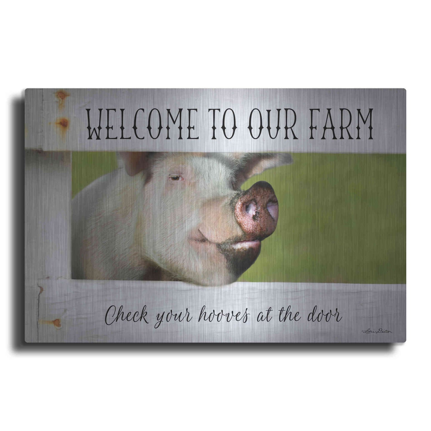 Luxe Metal Art 'Welcome Pig' by Lori Deiter Metal Wall Art