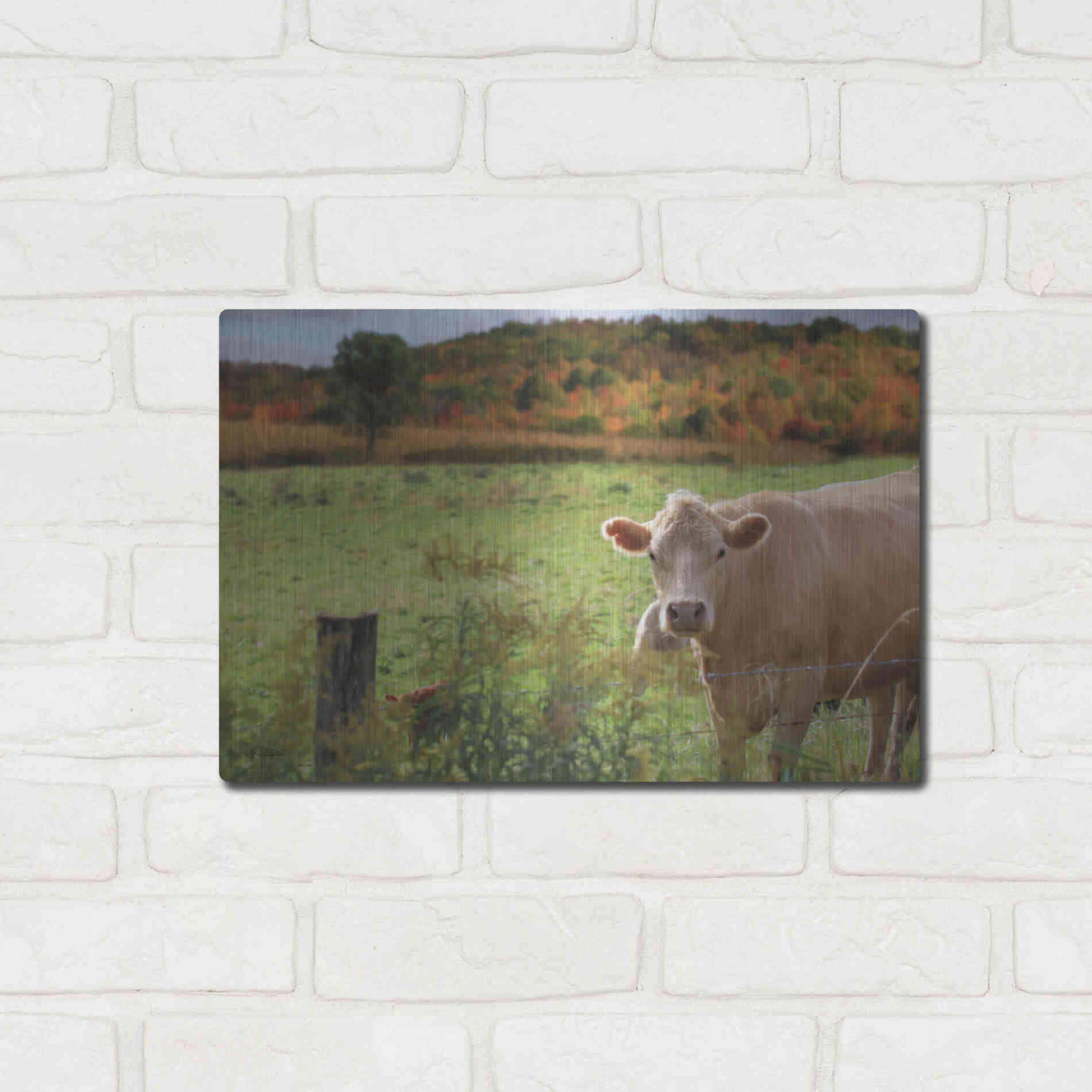 Luxe Metal Art 'Fall Cow' by Lori Deiter Metal Wall Art,16x12
