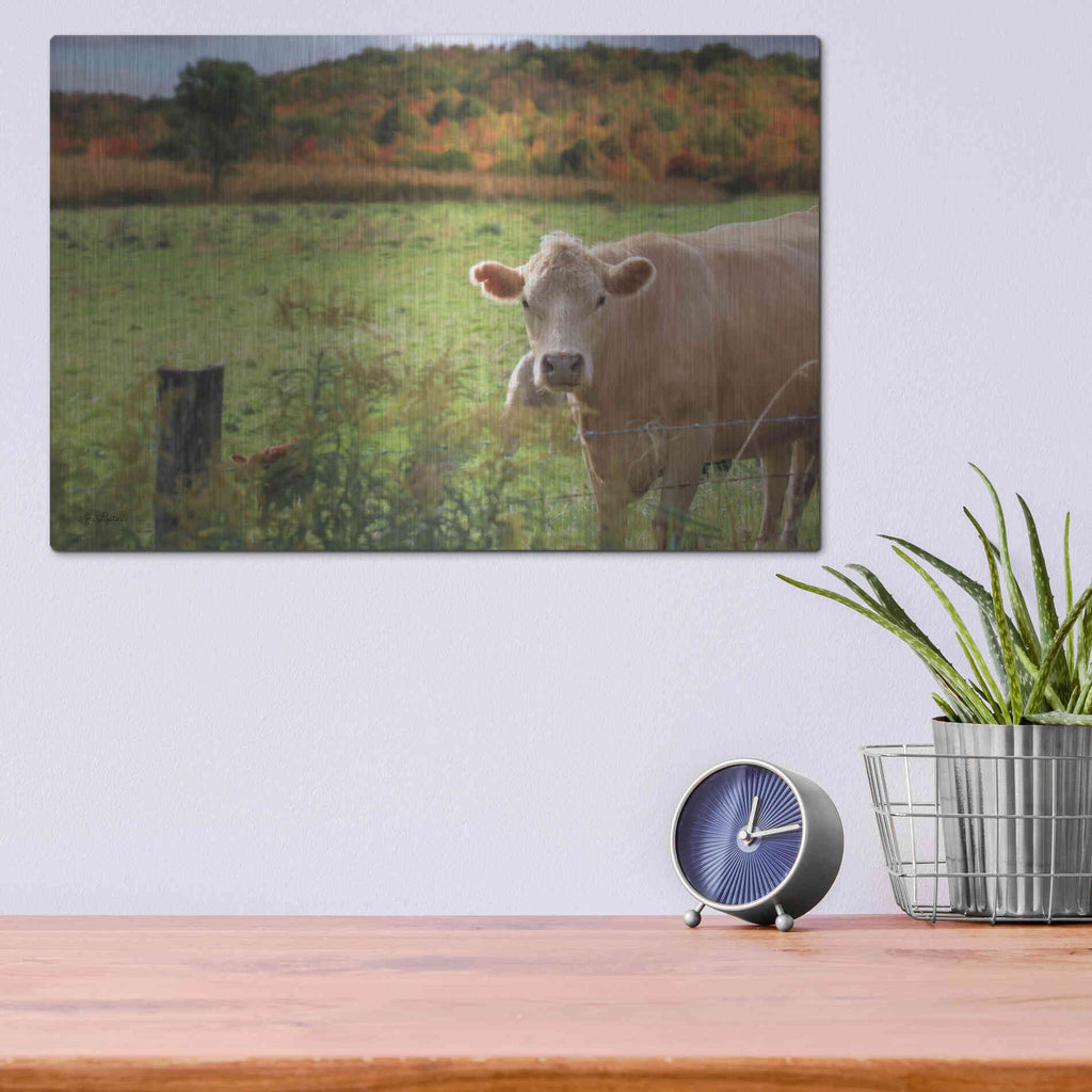 Luxe Metal Art 'Fall Cow' by Lori Deiter Metal Wall Art,16x12
