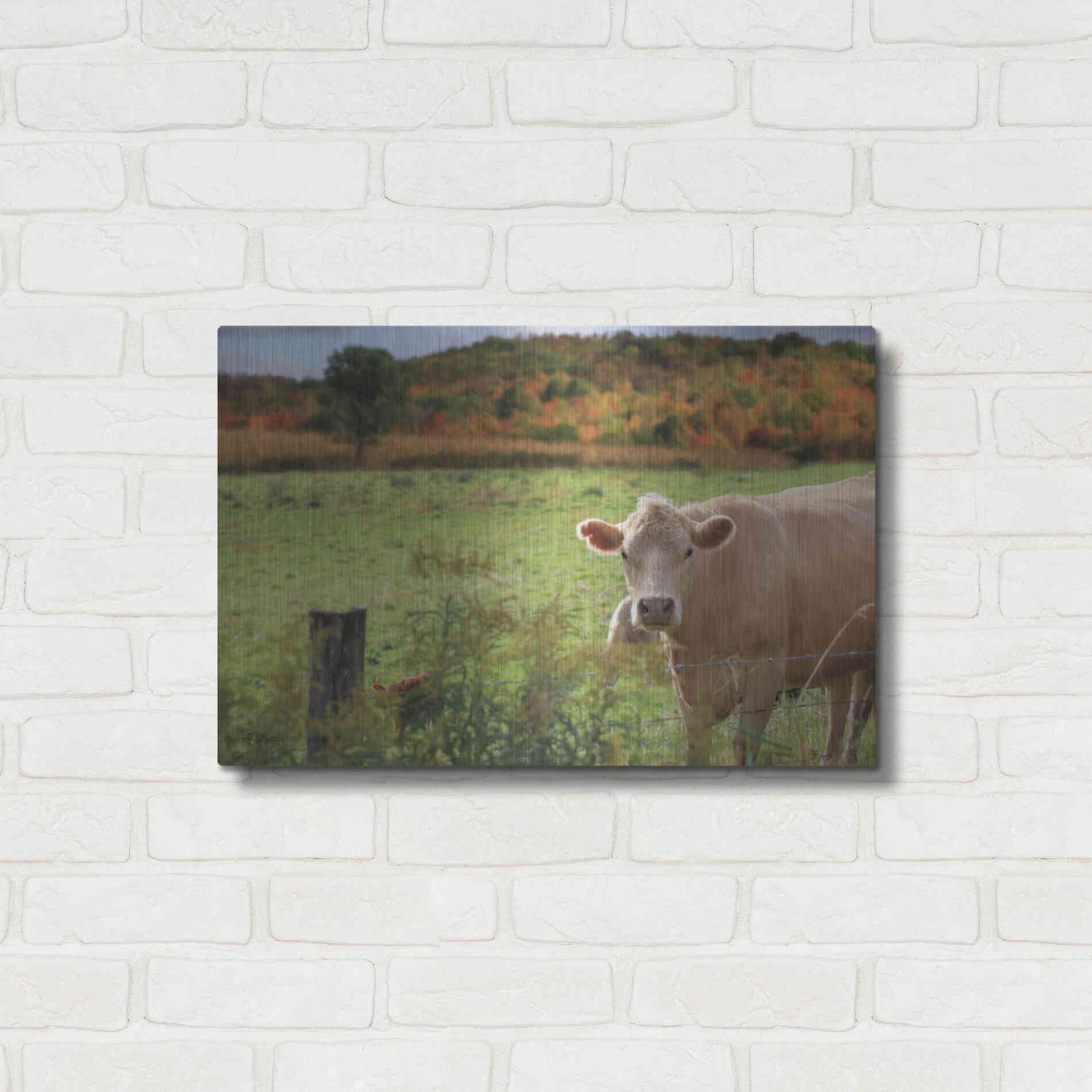 Luxe Metal Art 'Fall Cow' by Lori Deiter Metal Wall Art,24x16