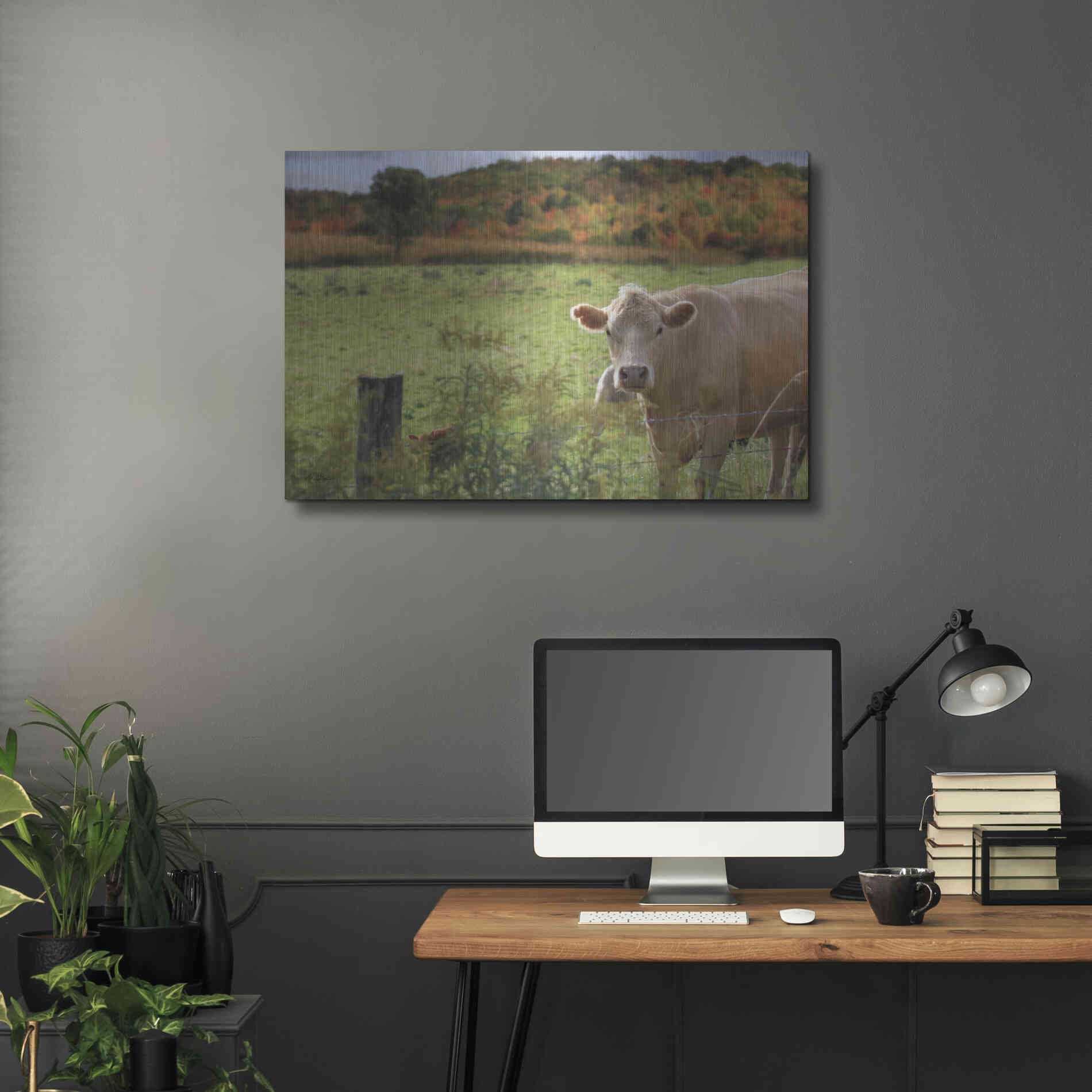 Luxe Metal Art 'Fall Cow' by Lori Deiter Metal Wall Art,36x24