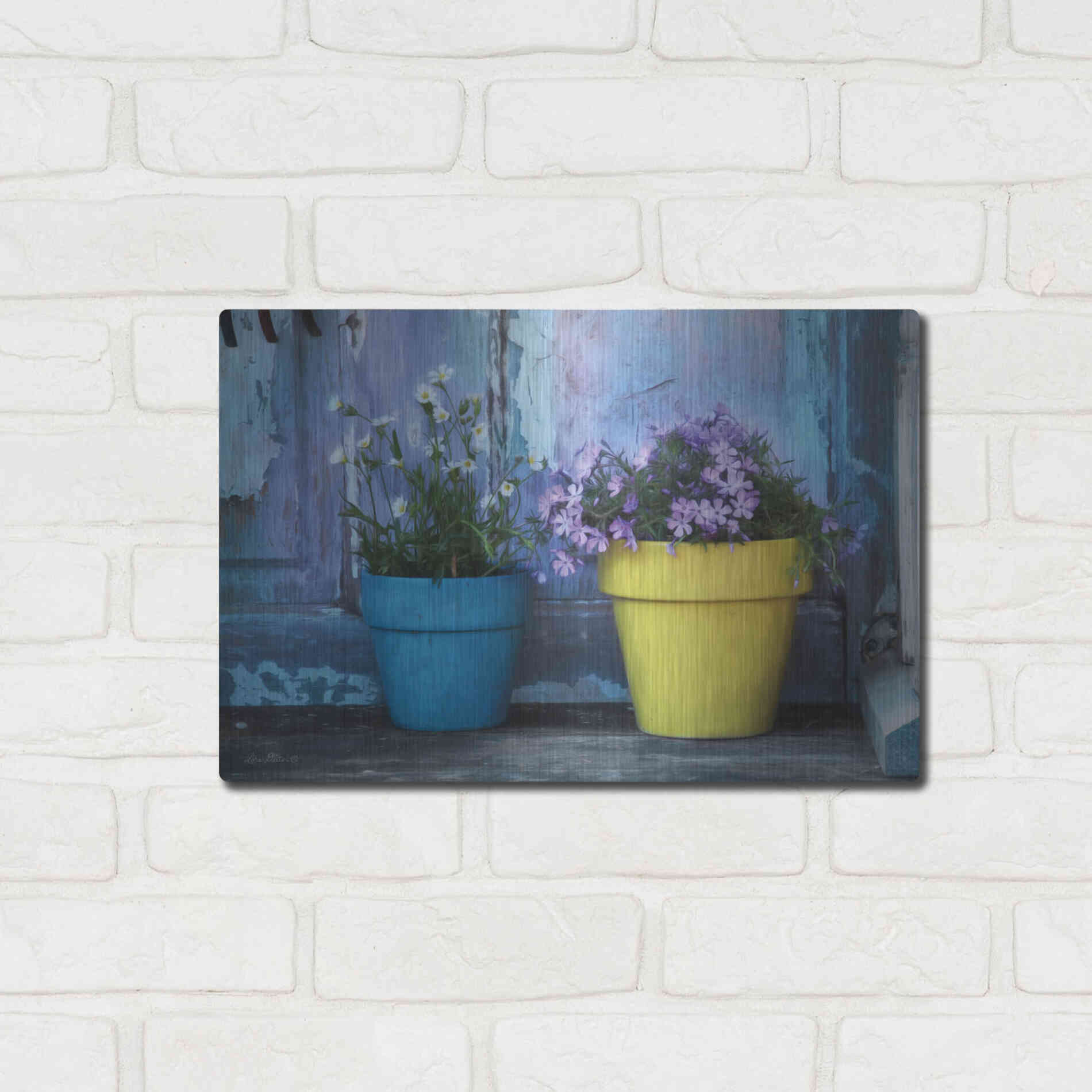 Luxe Metal Art 'She Shed Flowers' by Lori Deiter Metal Wall Art,16x12