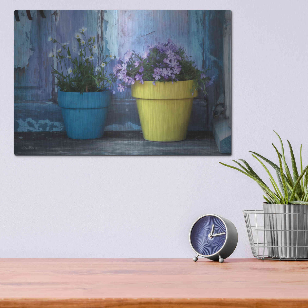Luxe Metal Art 'She Shed Flowers' by Lori Deiter Metal Wall Art,16x12