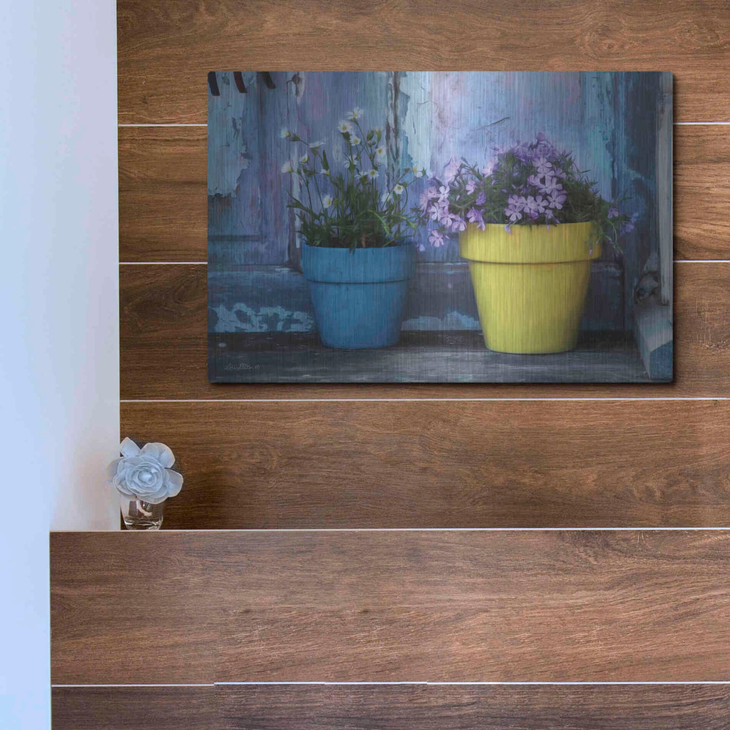 Luxe Metal Art 'She Shed Flowers' by Lori Deiter Metal Wall Art,16x12