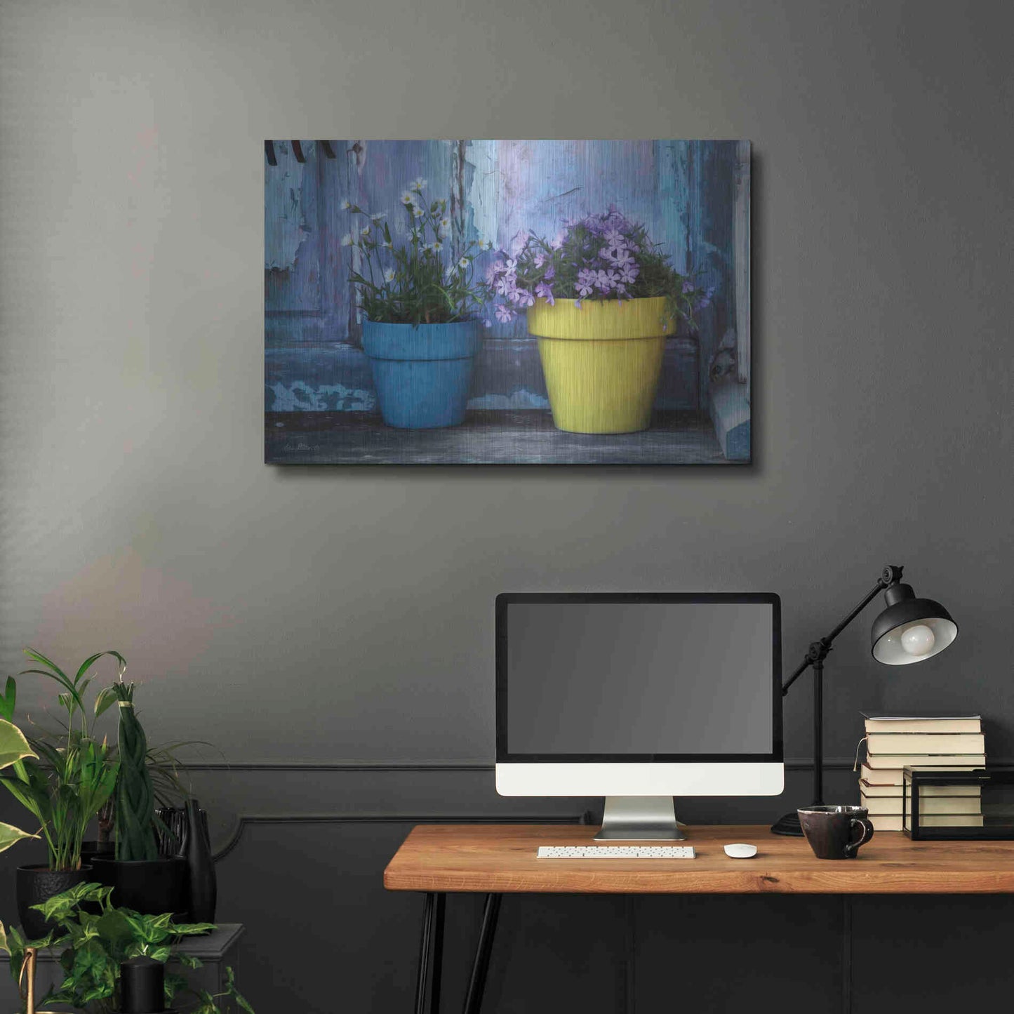 Luxe Metal Art 'She Shed Flowers' by Lori Deiter Metal Wall Art,36x24