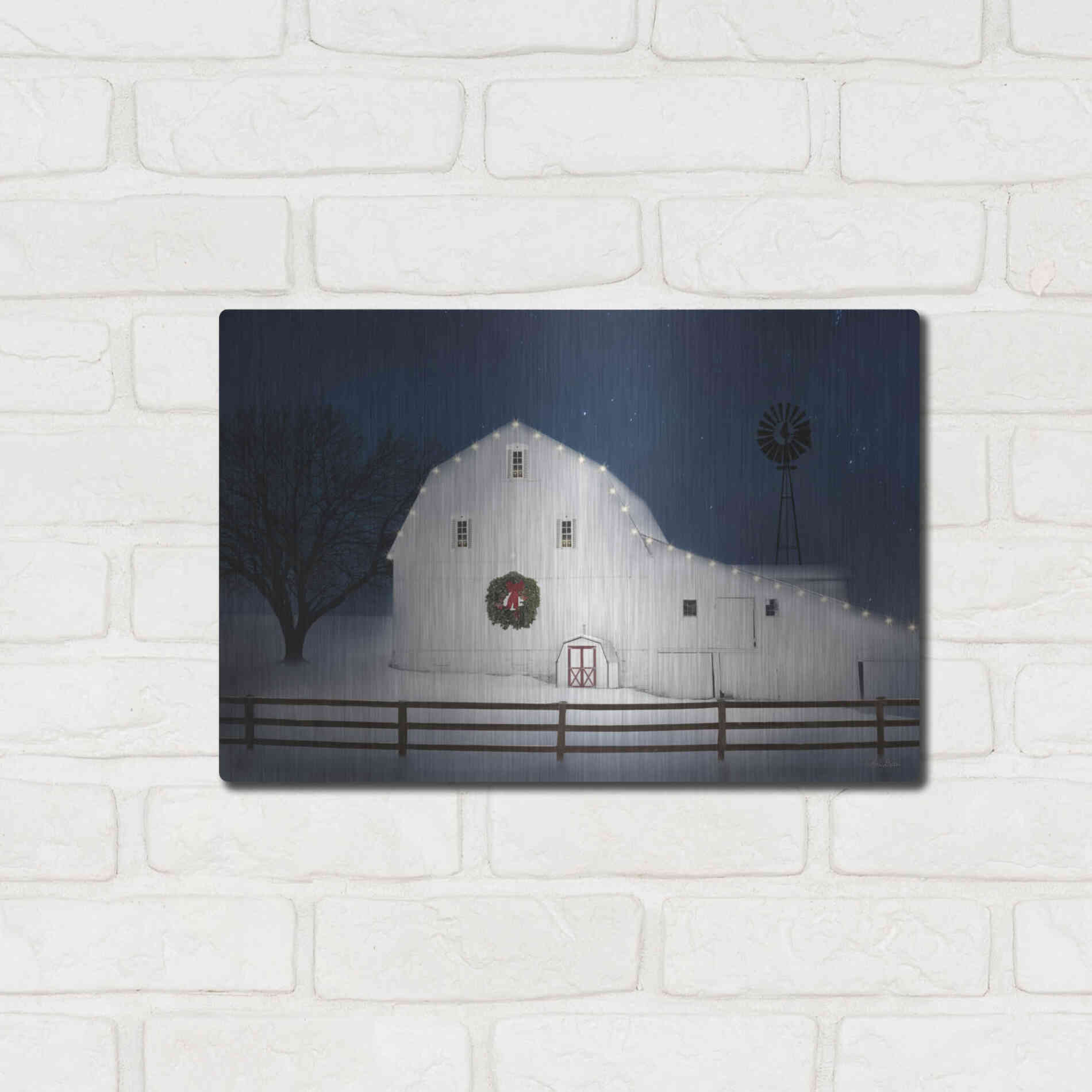 Luxe Metal Art 'Christmas Starry Night' by Lori Deiter Metal Wall Art,16x12