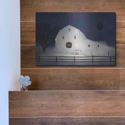 Luxe Metal Art 'Christmas Starry Night' by Lori Deiter Metal Wall Art,16x12