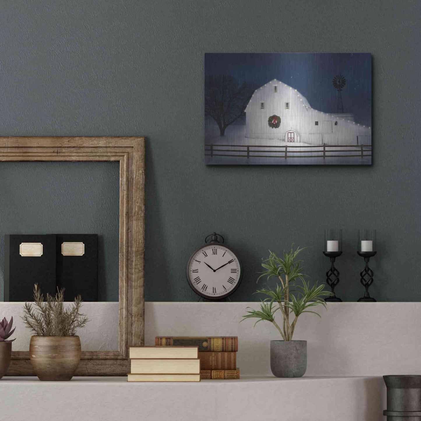 Luxe Metal Art 'Christmas Starry Night' by Lori Deiter Metal Wall Art,16x12