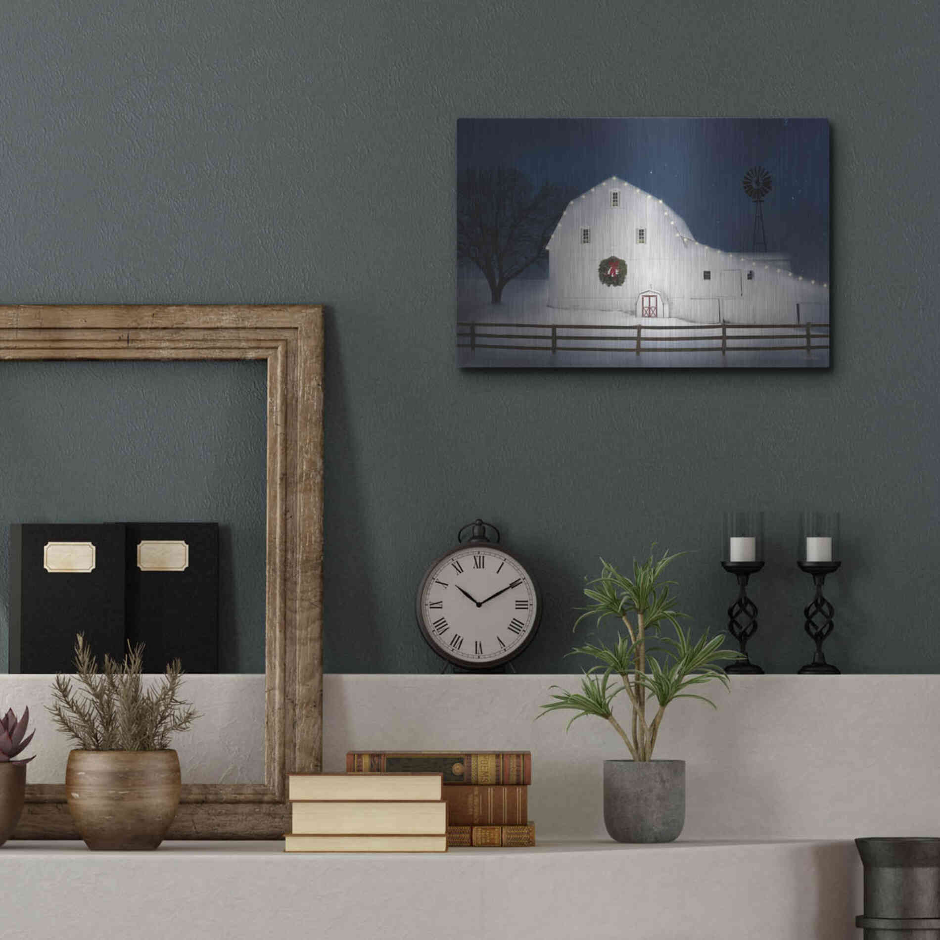 Luxe Metal Art 'Christmas Starry Night' by Lori Deiter Metal Wall Art,16x12