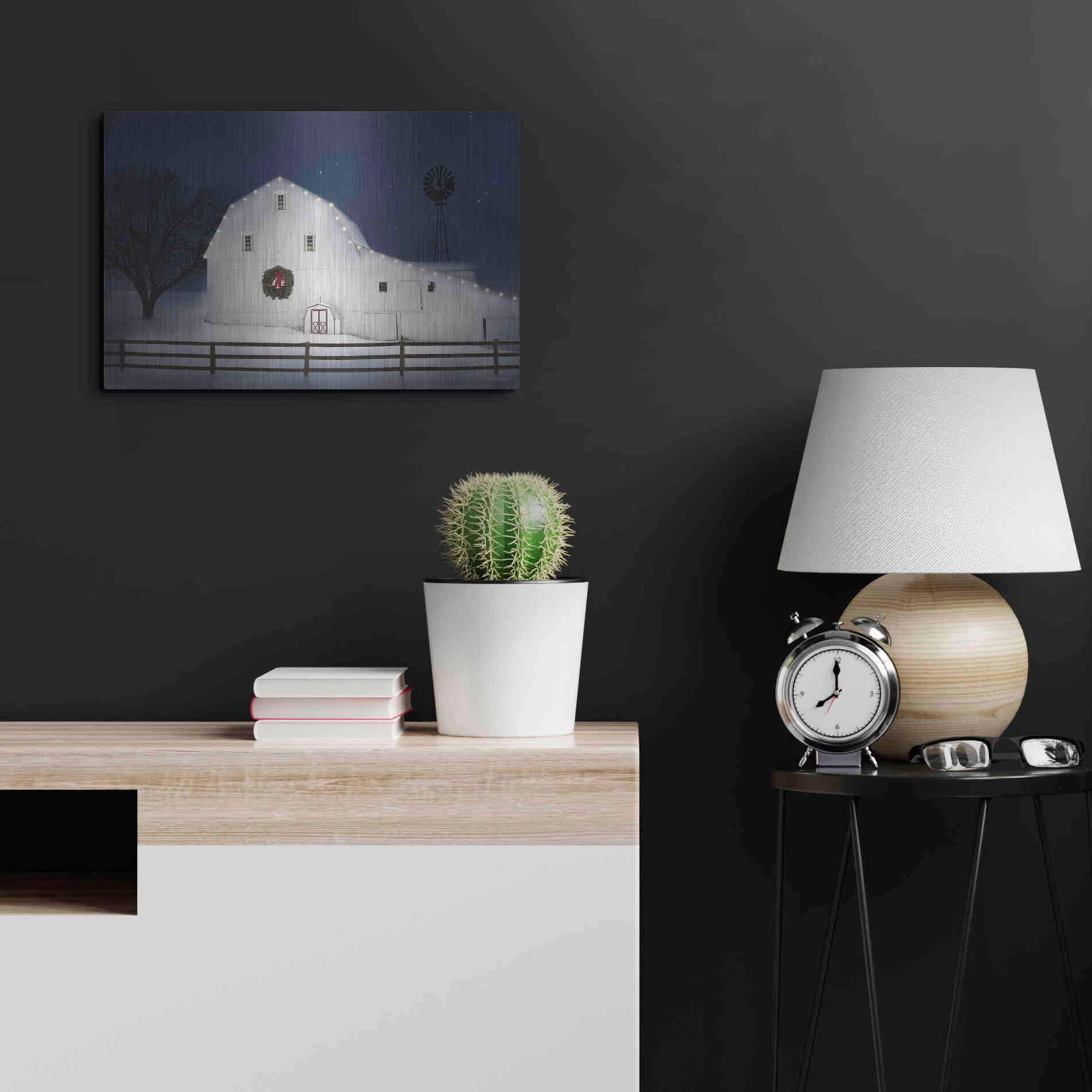 Luxe Metal Art 'Christmas Starry Night' by Lori Deiter Metal Wall Art,24x16