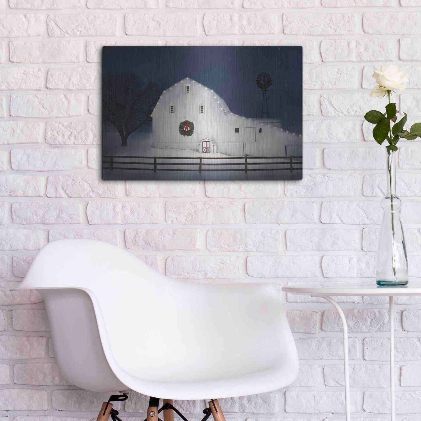 Luxe Metal Art 'Christmas Starry Night' by Lori Deiter Metal Wall Art,24x16