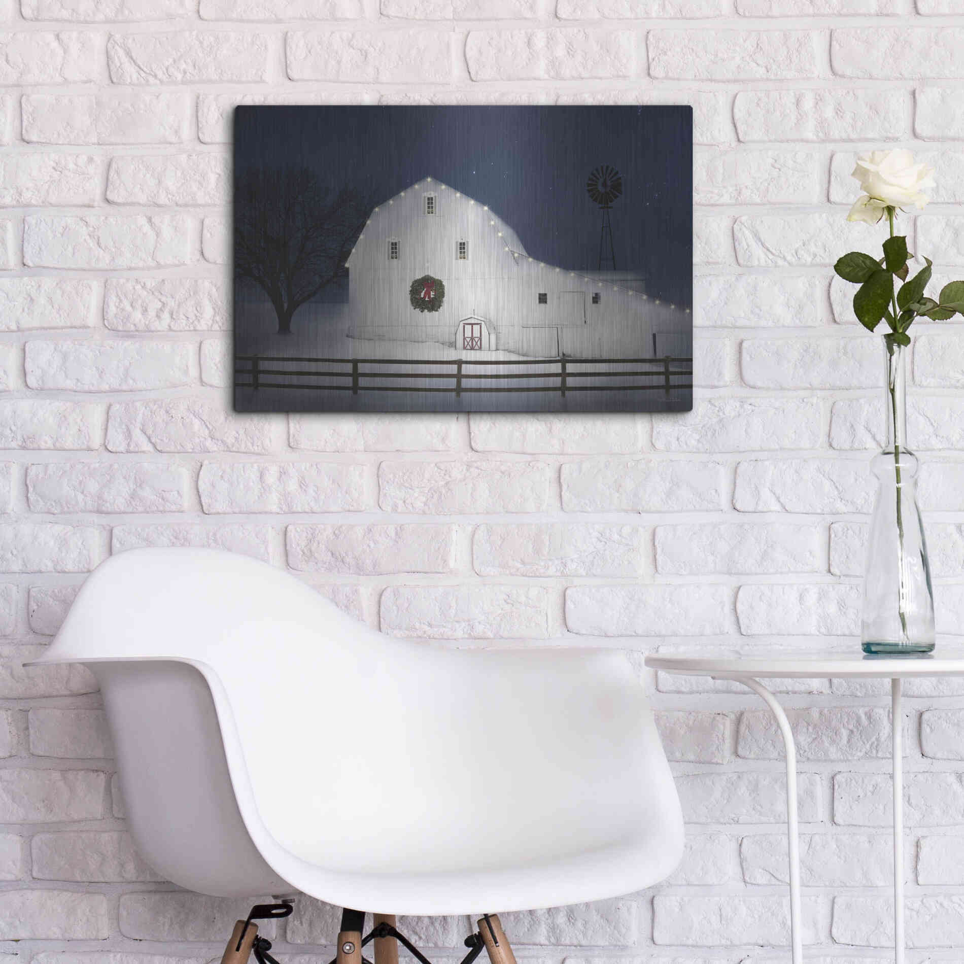 Luxe Metal Art 'Christmas Starry Night' by Lori Deiter Metal Wall Art,24x16