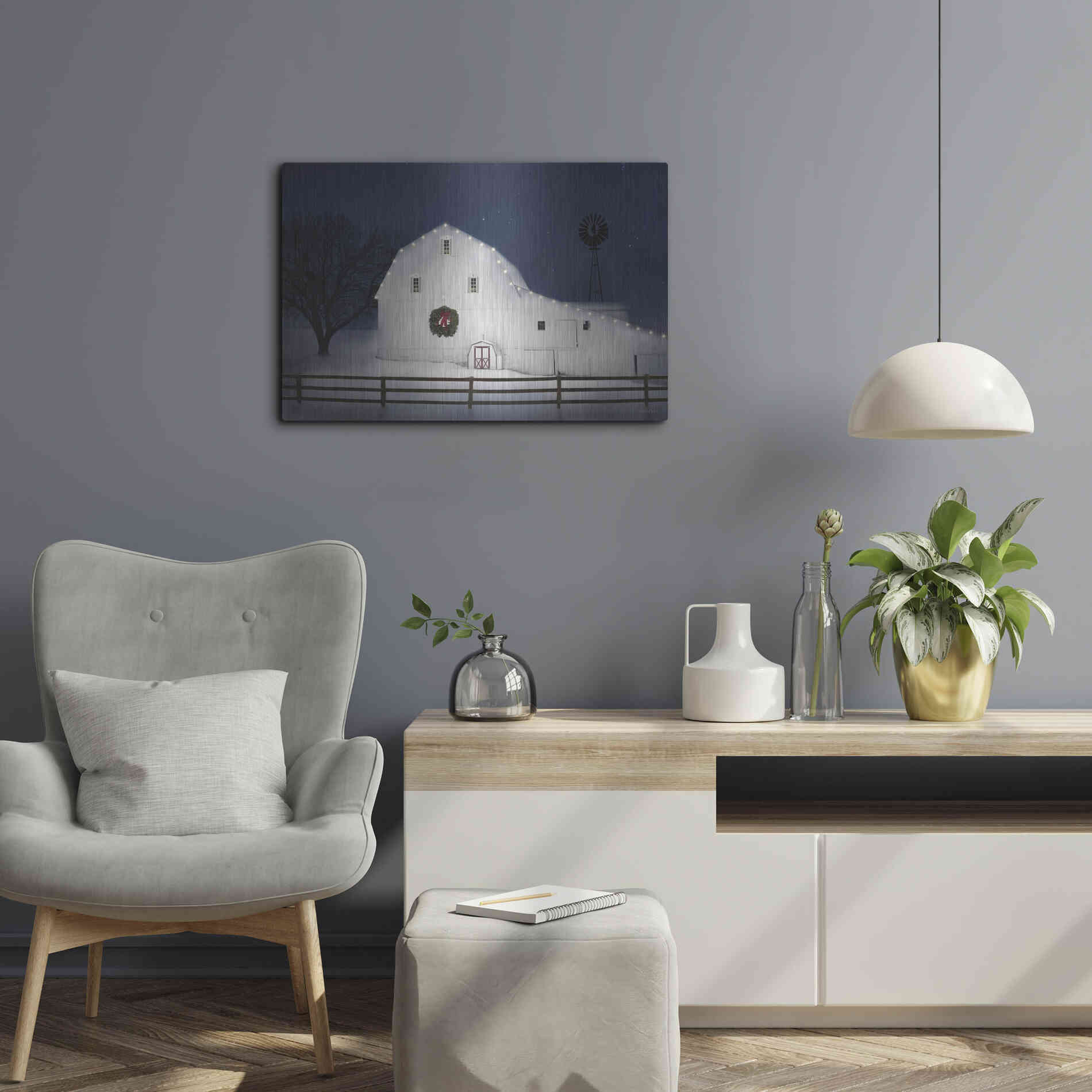 Luxe Metal Art 'Christmas Starry Night' by Lori Deiter Metal Wall Art,24x16