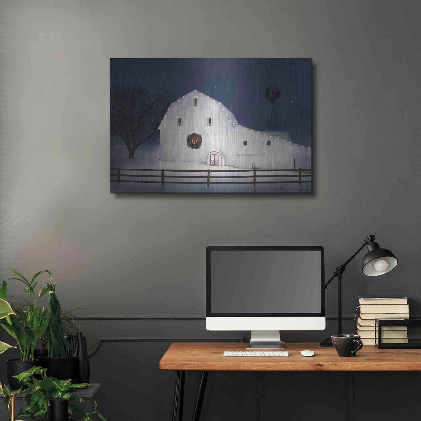 Luxe Metal Art 'Christmas Starry Night' by Lori Deiter Metal Wall Art,36x24