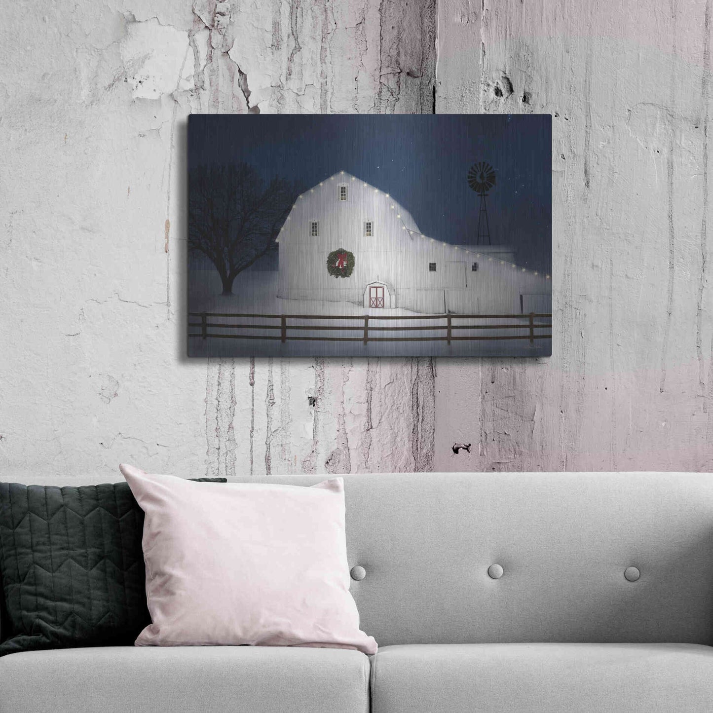 Luxe Metal Art 'Christmas Starry Night' by Lori Deiter Metal Wall Art,36x24