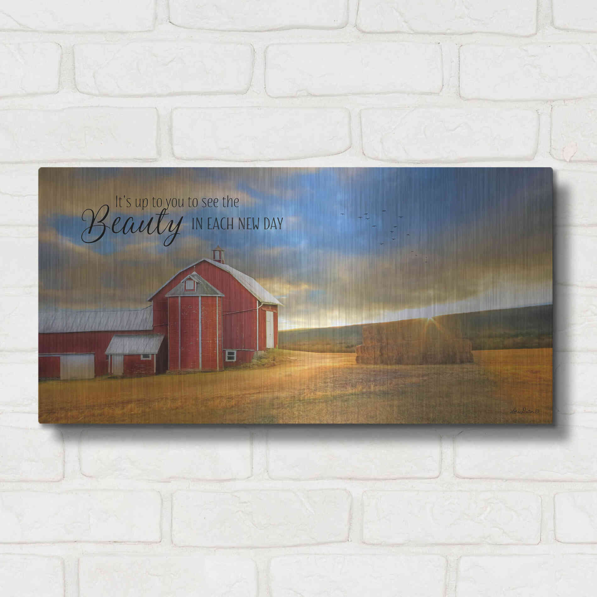 Luxe Metal Art 'The Beauty in Each New Day' by Lori Deiter Metal Wall Art,24x12