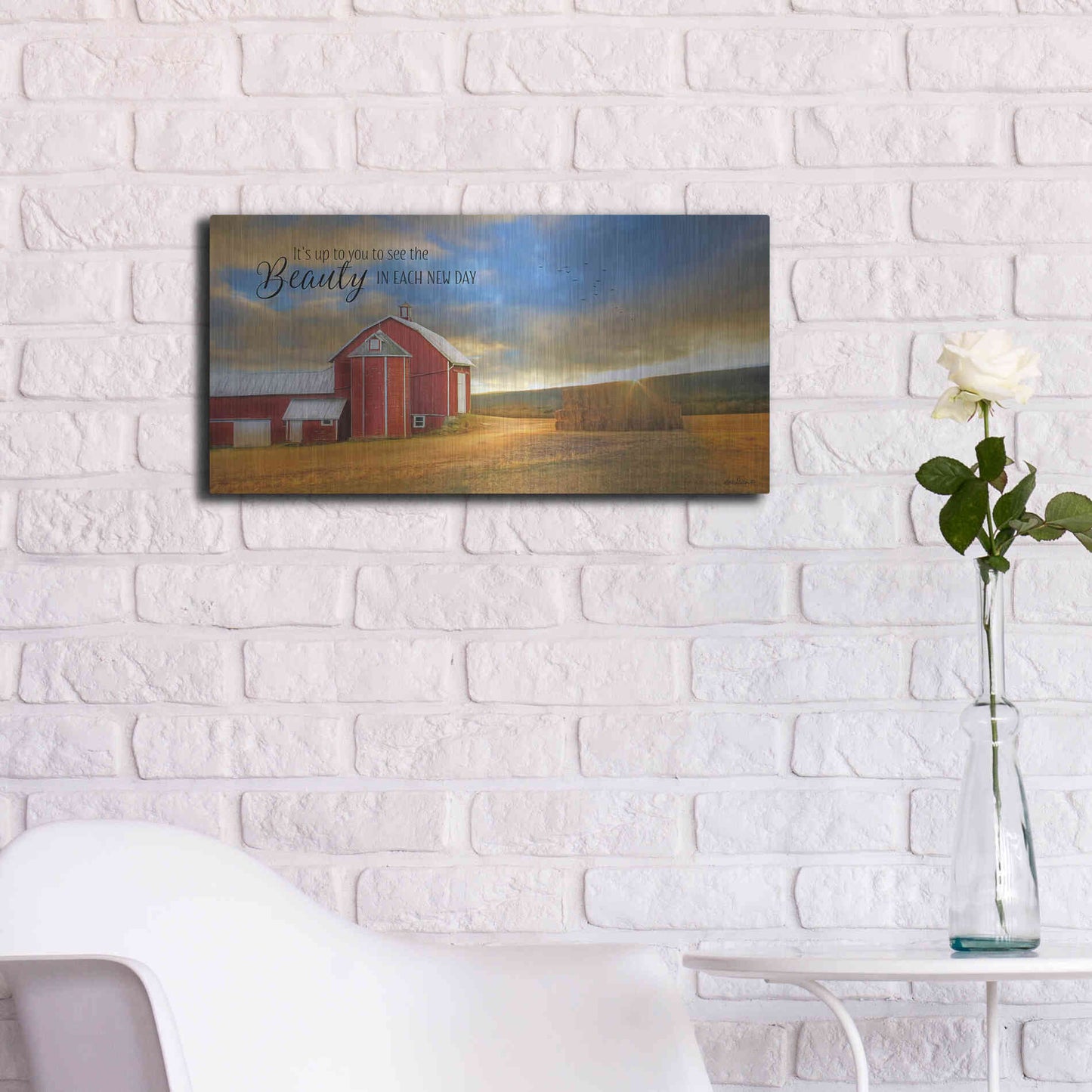 Luxe Metal Art 'The Beauty in Each New Day' by Lori Deiter Metal Wall Art,24x12