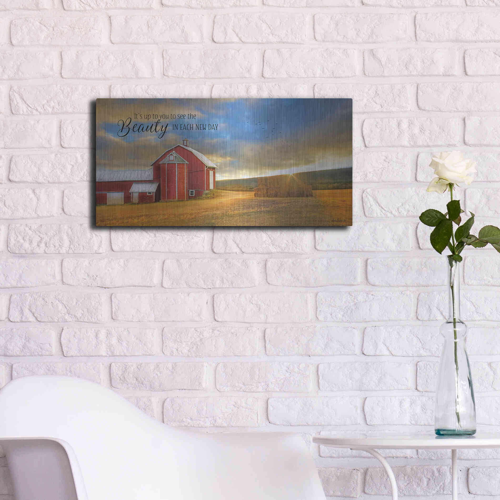 Luxe Metal Art 'The Beauty in Each New Day' by Lori Deiter Metal Wall Art,24x12