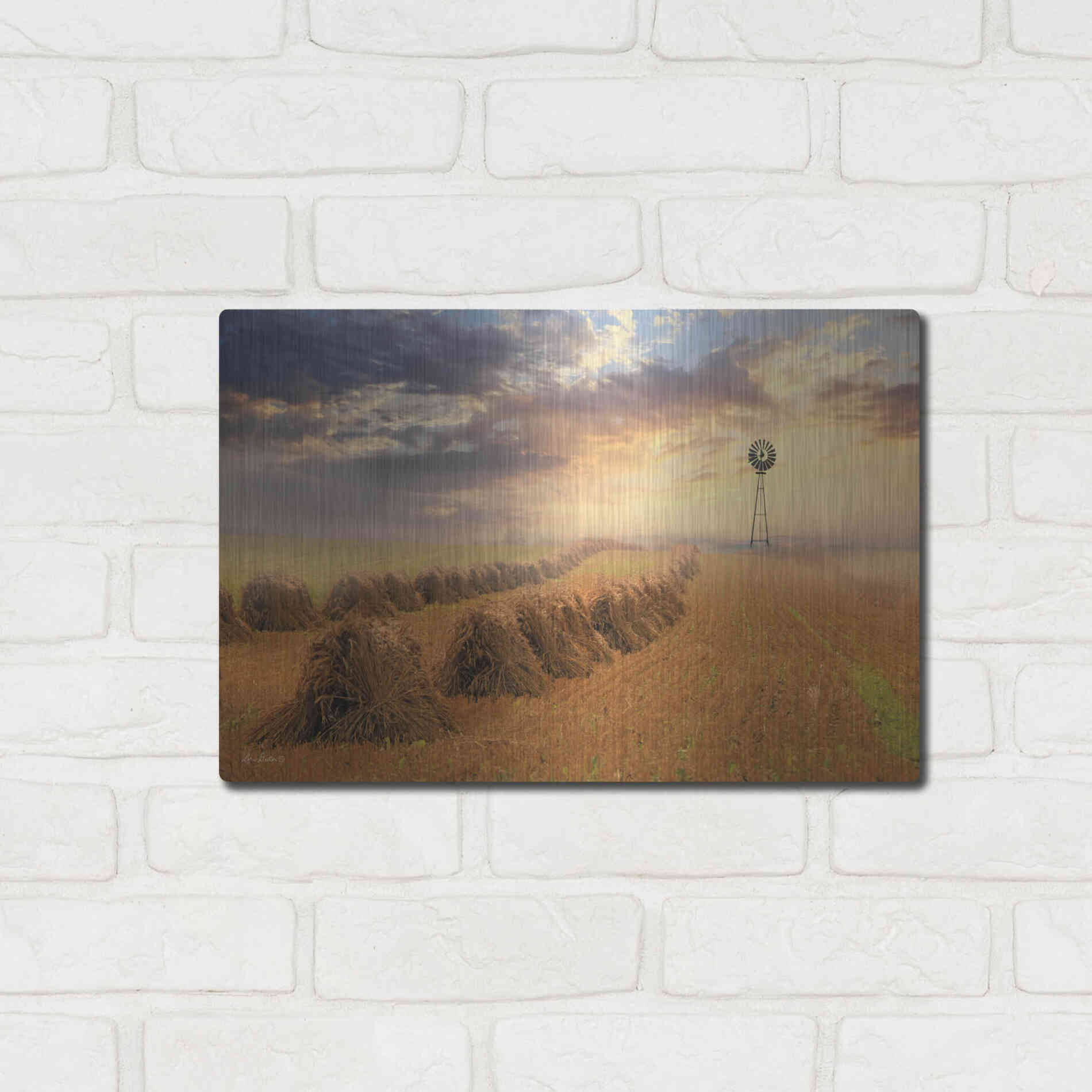 Luxe Metal Art 'Amish Country Sunrise' by Lori Deiter Metal Wall Art,16x12