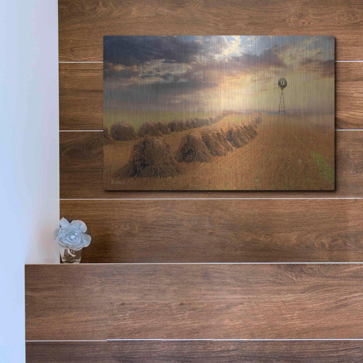 Luxe Metal Art 'Amish Country Sunrise' by Lori Deiter Metal Wall Art,16x12