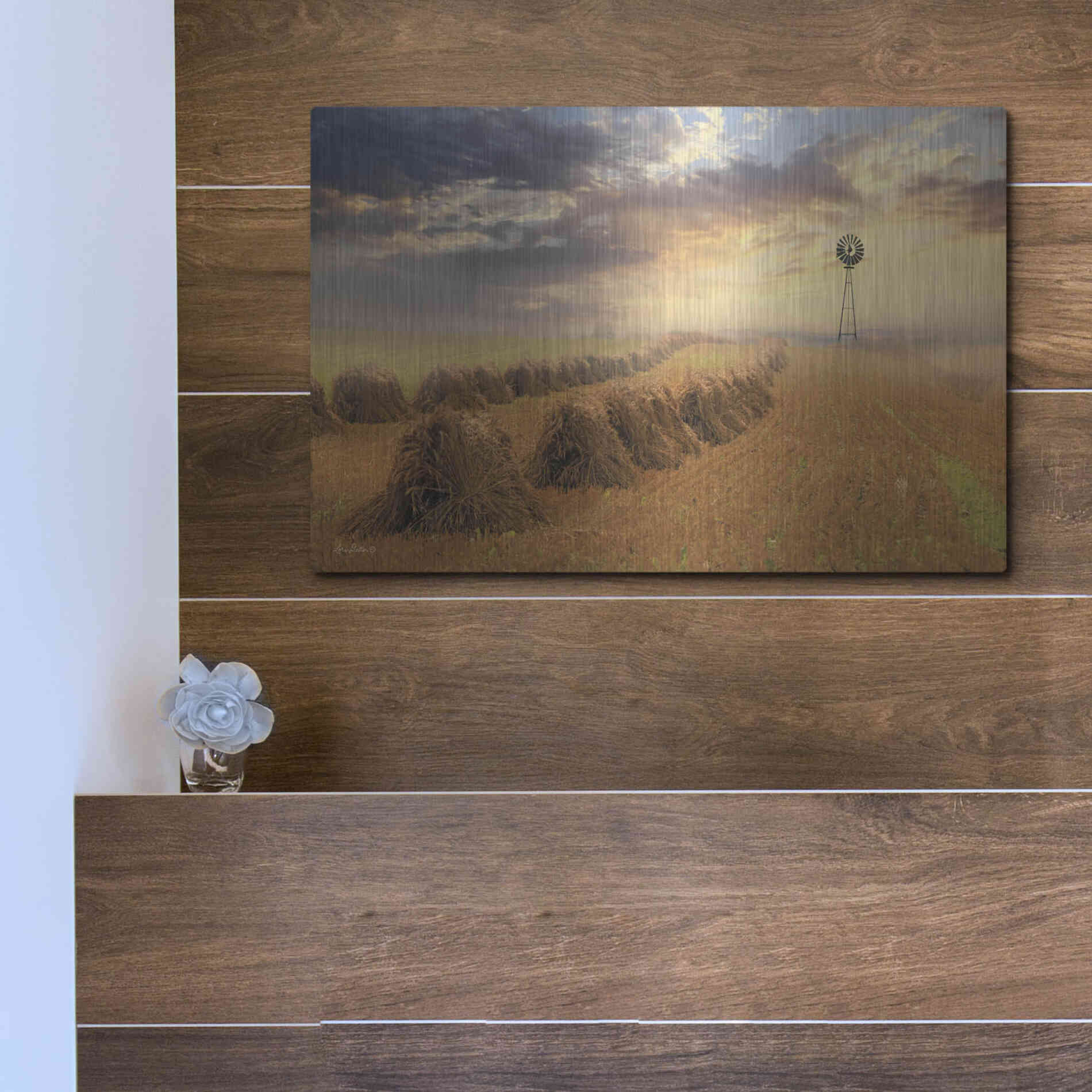 Luxe Metal Art 'Amish Country Sunrise' by Lori Deiter Metal Wall Art,16x12