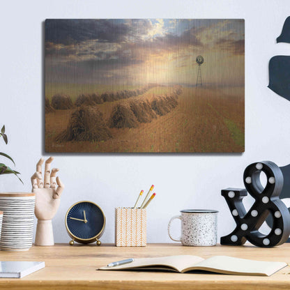Luxe Metal Art 'Amish Country Sunrise' by Lori Deiter Metal Wall Art,16x12