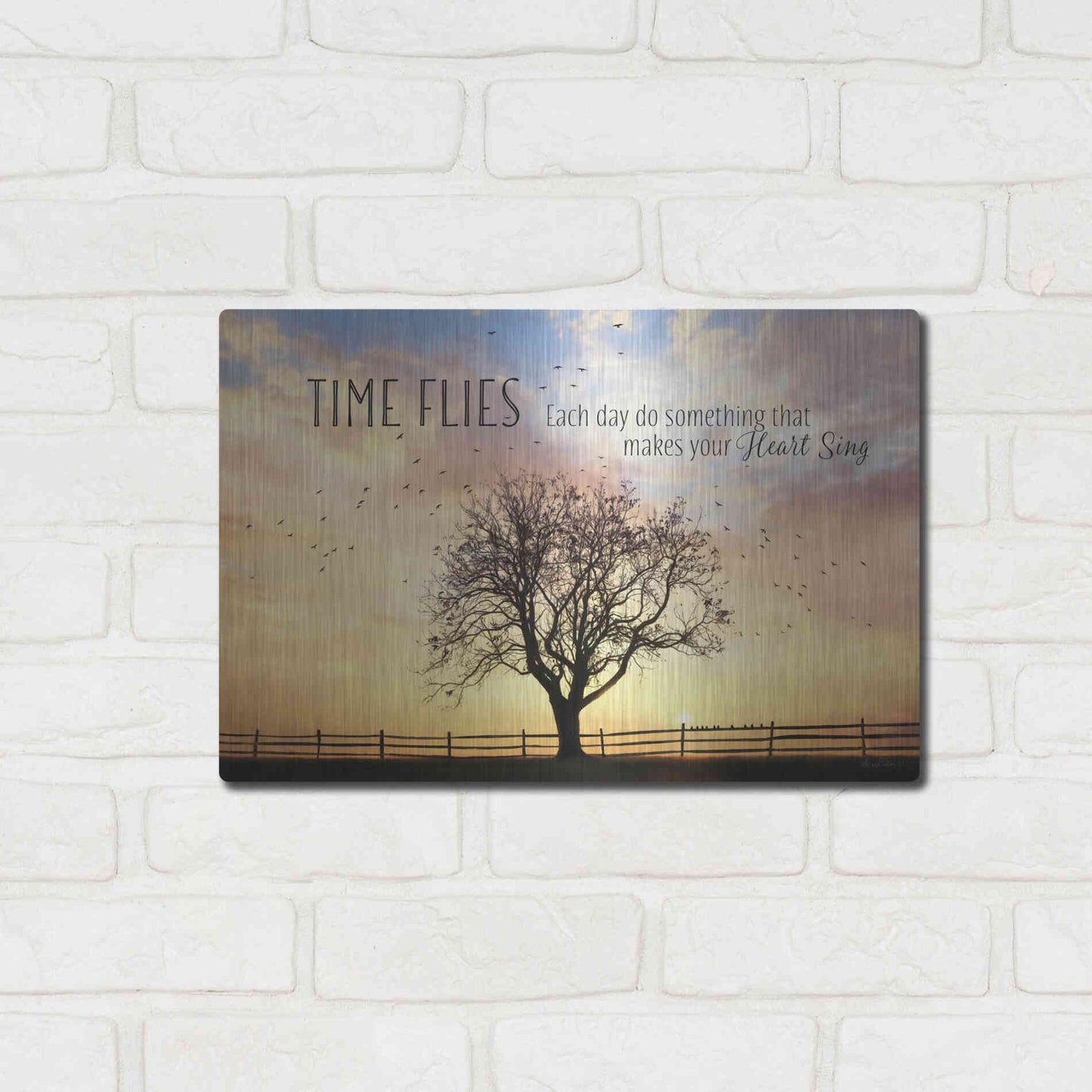 Luxe Metal Art 'Time Flies' by Lori Deiter Metal Wall Art,16x12