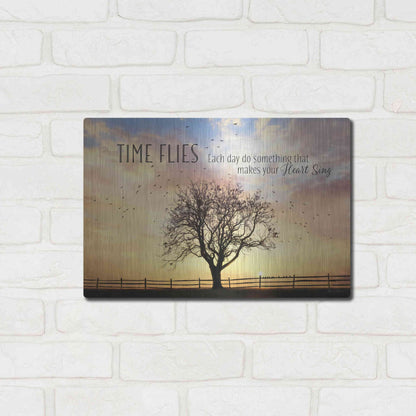 Luxe Metal Art 'Time Flies' by Lori Deiter Metal Wall Art,16x12