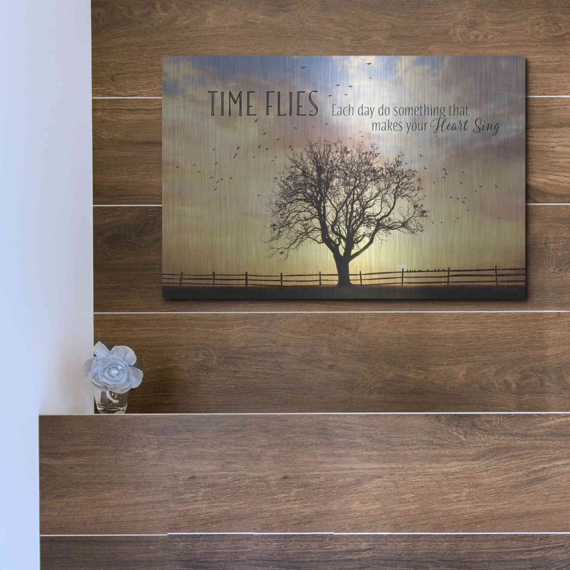 Luxe Metal Art 'Time Flies' by Lori Deiter Metal Wall Art,16x12