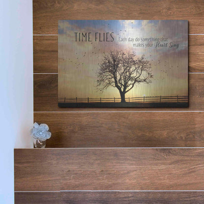 Luxe Metal Art 'Time Flies' by Lori Deiter Metal Wall Art,16x12