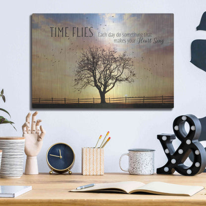 Luxe Metal Art 'Time Flies' by Lori Deiter Metal Wall Art,16x12