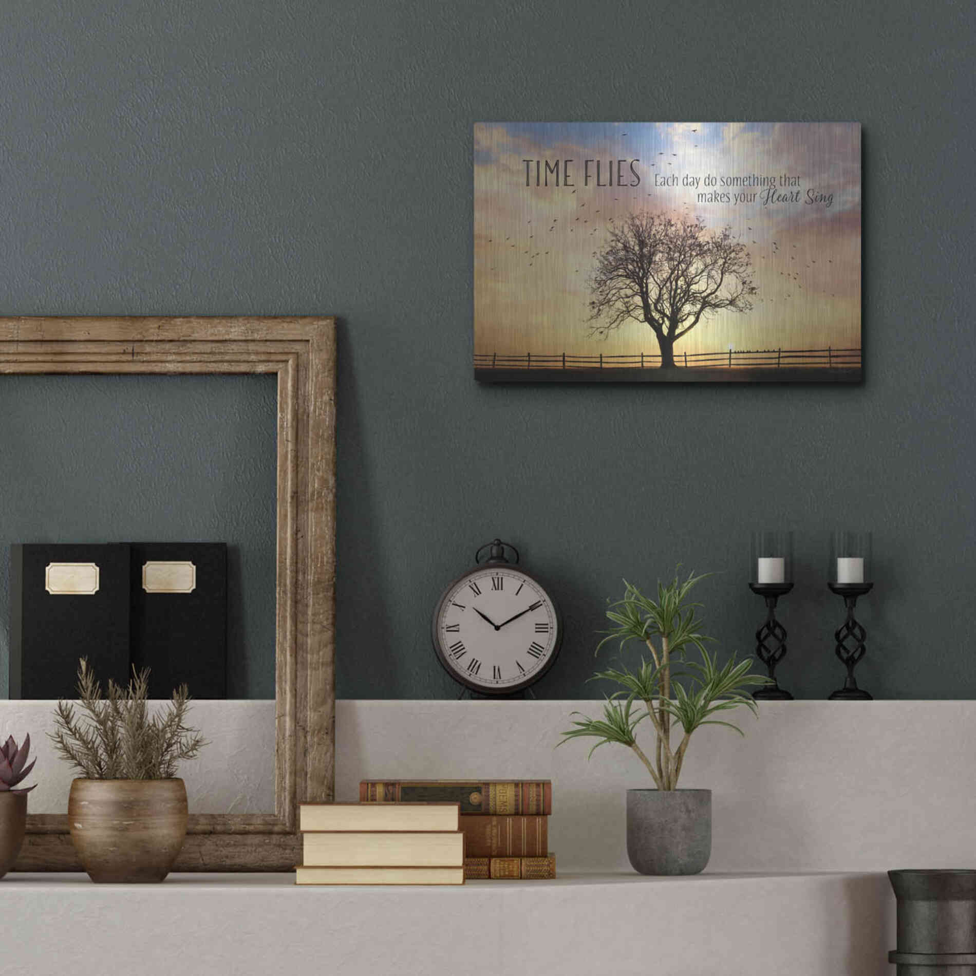 Luxe Metal Art 'Time Flies' by Lori Deiter Metal Wall Art,16x12