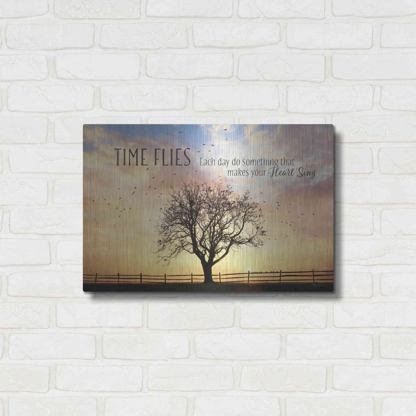 Luxe Metal Art 'Time Flies' by Lori Deiter Metal Wall Art,24x16