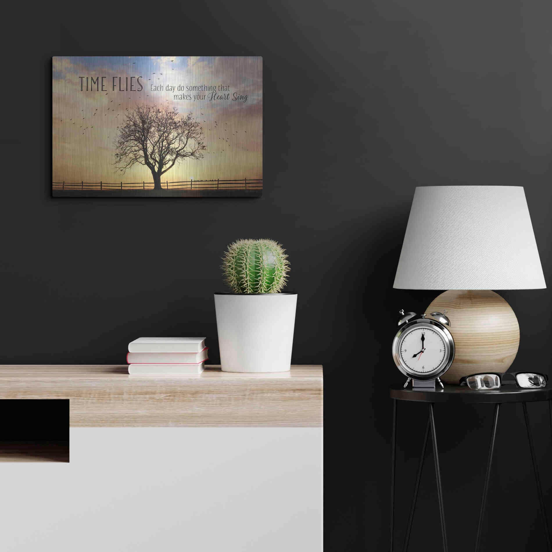 Luxe Metal Art 'Time Flies' by Lori Deiter Metal Wall Art,24x16