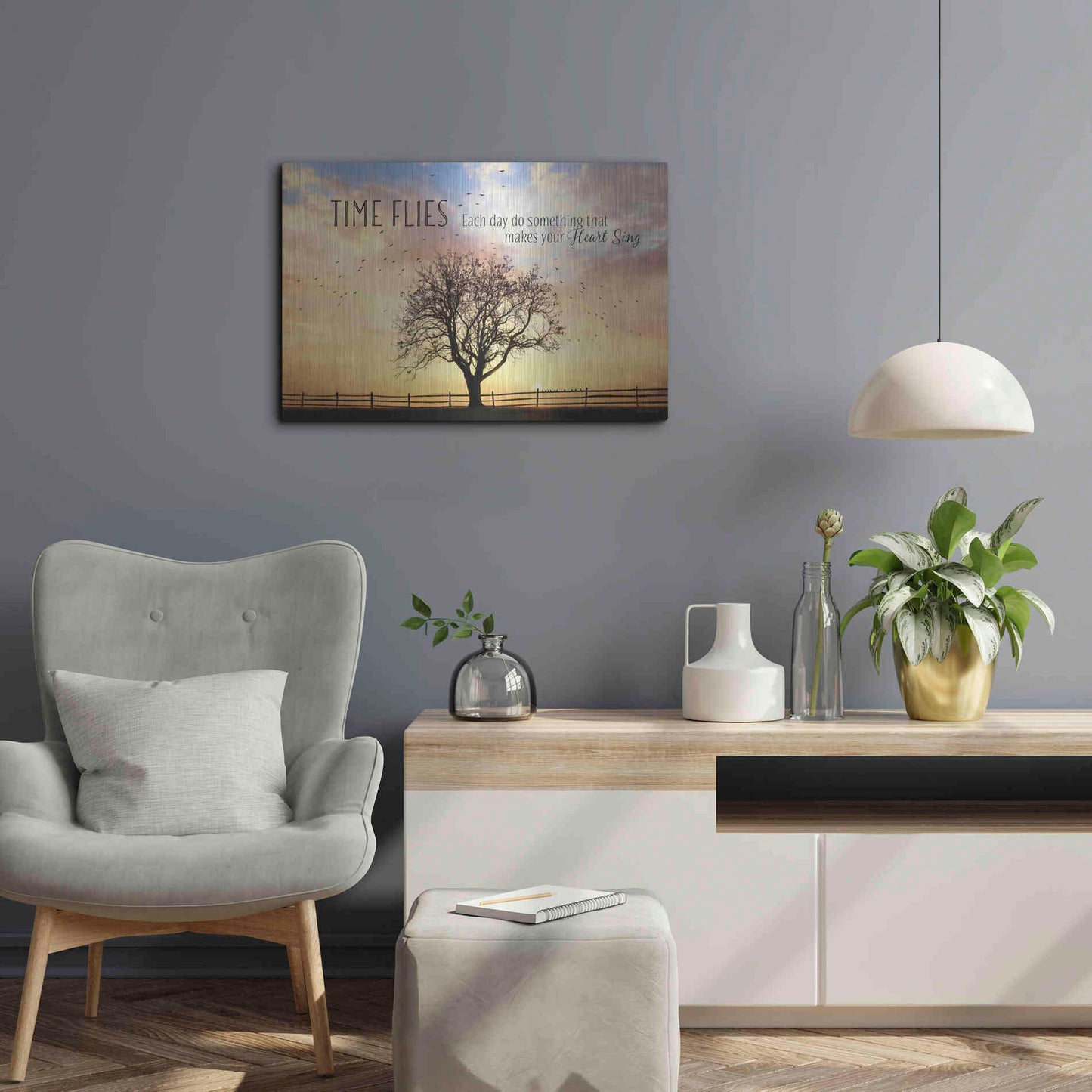 Luxe Metal Art 'Time Flies' by Lori Deiter Metal Wall Art,24x16