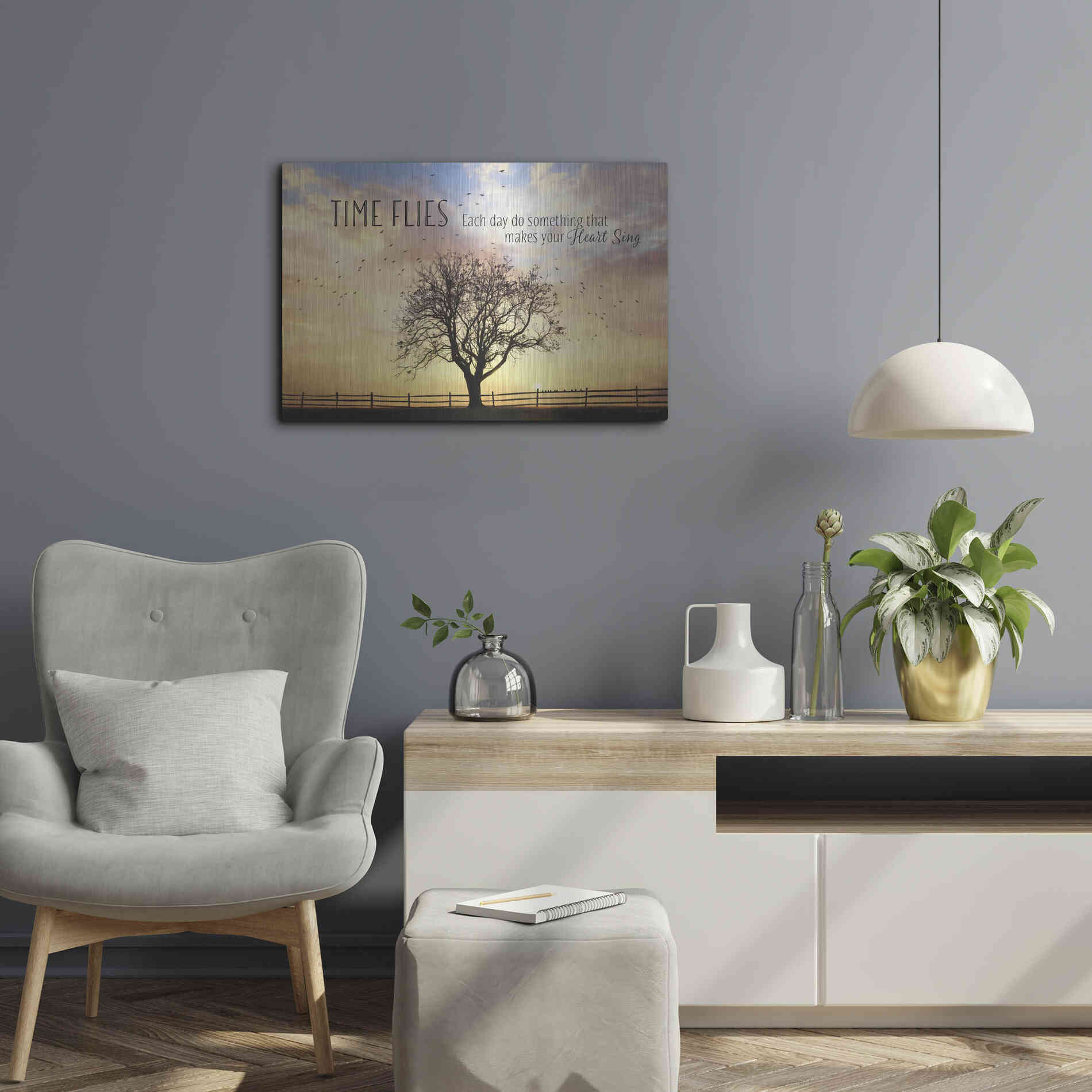 Luxe Metal Art 'Time Flies' by Lori Deiter Metal Wall Art,24x16