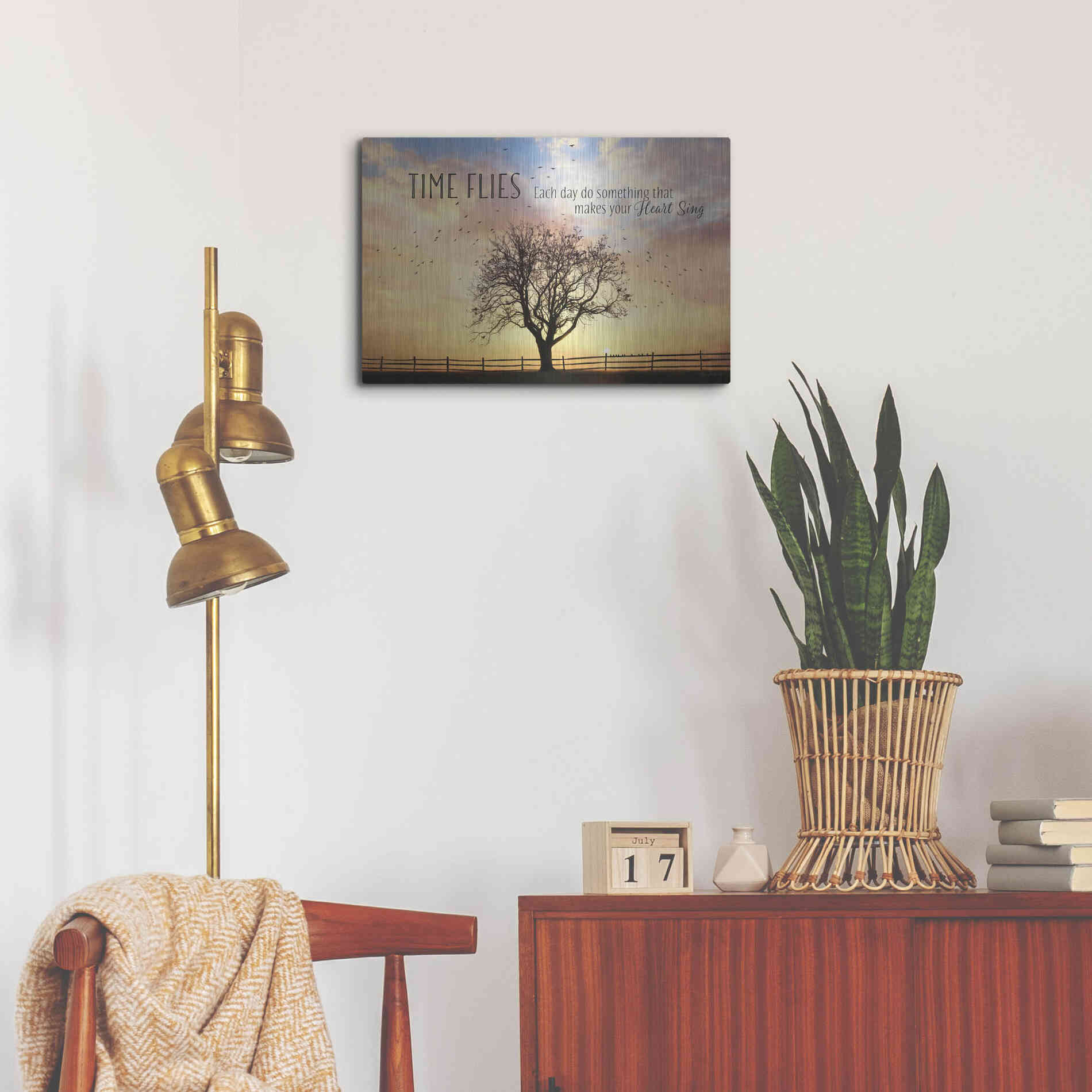 Luxe Metal Art 'Time Flies' by Lori Deiter Metal Wall Art,24x16