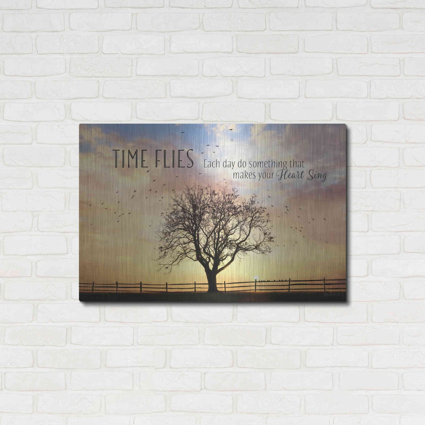 Luxe Metal Art 'Time Flies' by Lori Deiter Metal Wall Art,36x24