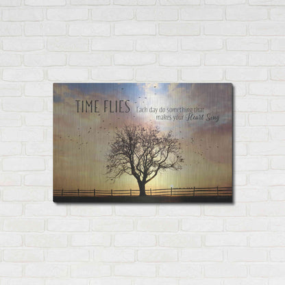 Luxe Metal Art 'Time Flies' by Lori Deiter Metal Wall Art,36x24