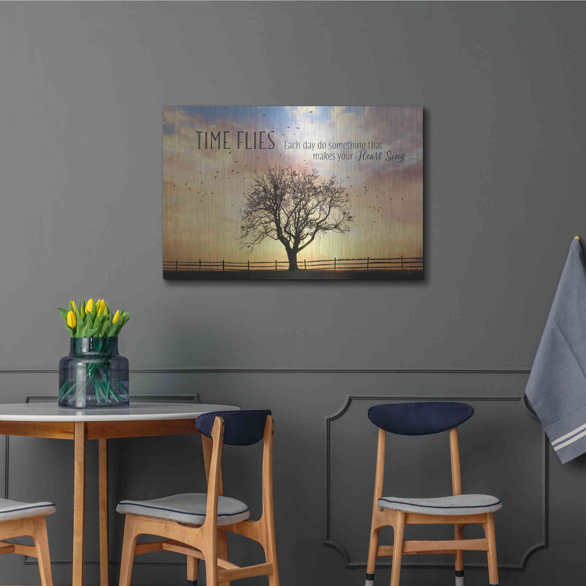 Luxe Metal Art 'Time Flies' by Lori Deiter Metal Wall Art,36x24