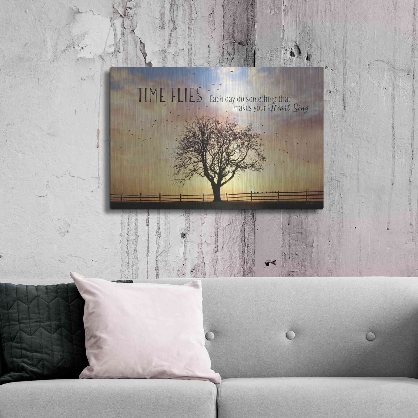 Luxe Metal Art 'Time Flies' by Lori Deiter Metal Wall Art,36x24