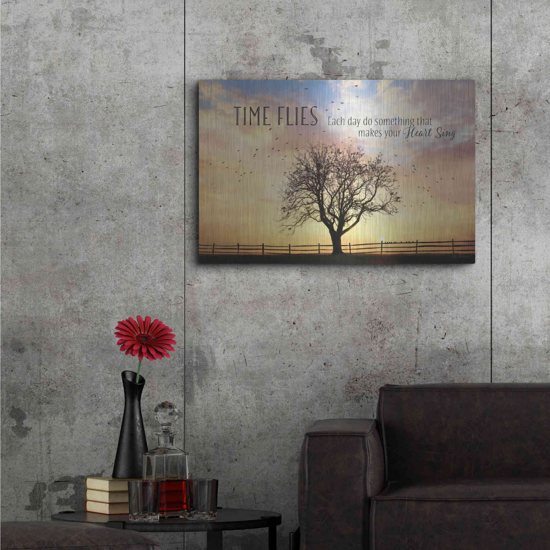 Luxe Metal Art 'Time Flies' by Lori Deiter Metal Wall Art,36x24