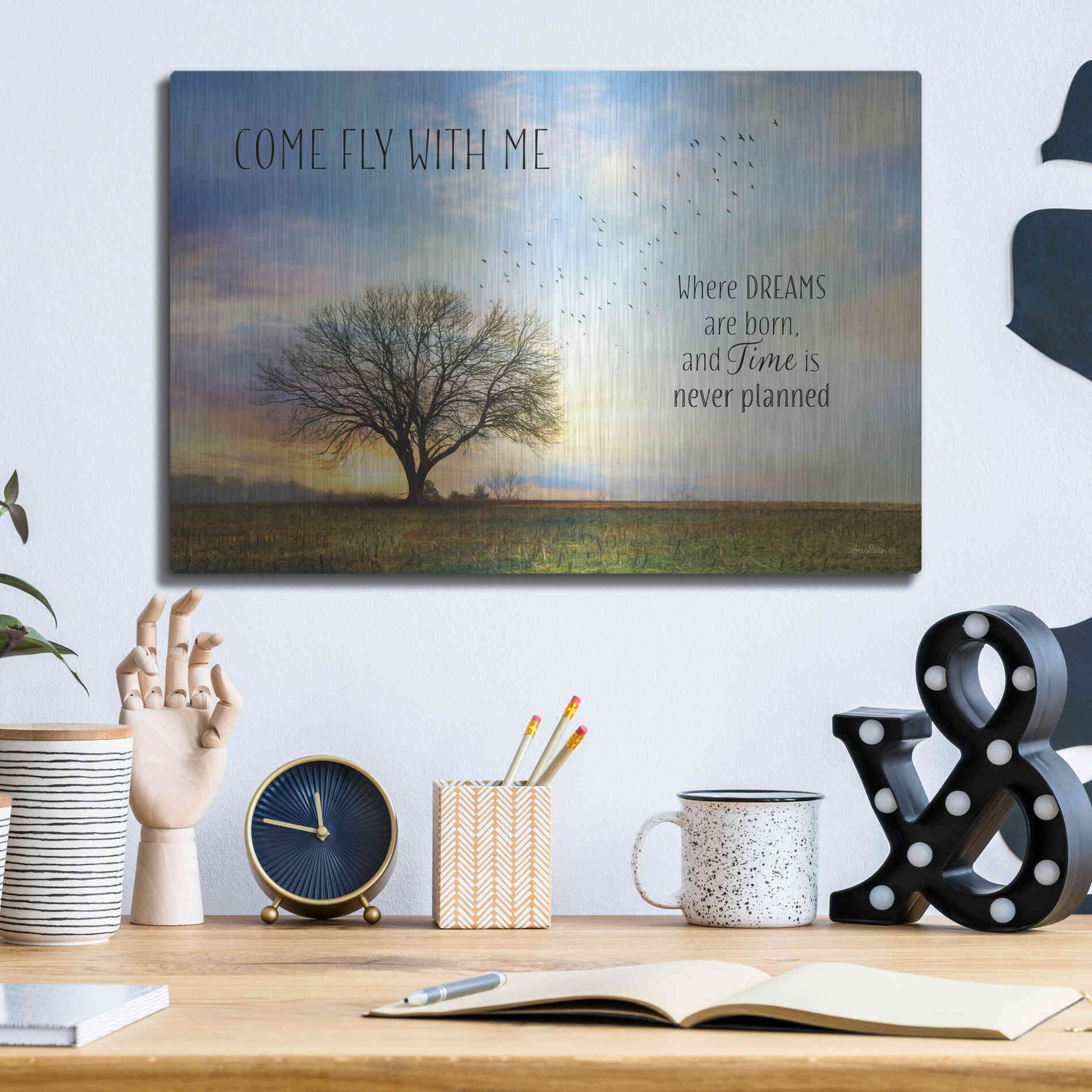 Luxe Metal Art 'Come Fly with Me' by Lori Deiter Metal Wall Art,16x12