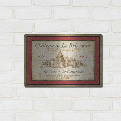 Luxe Metal Art 'French Wine Label I' by Daphne Brissonet, Metal Wall Art,16x12