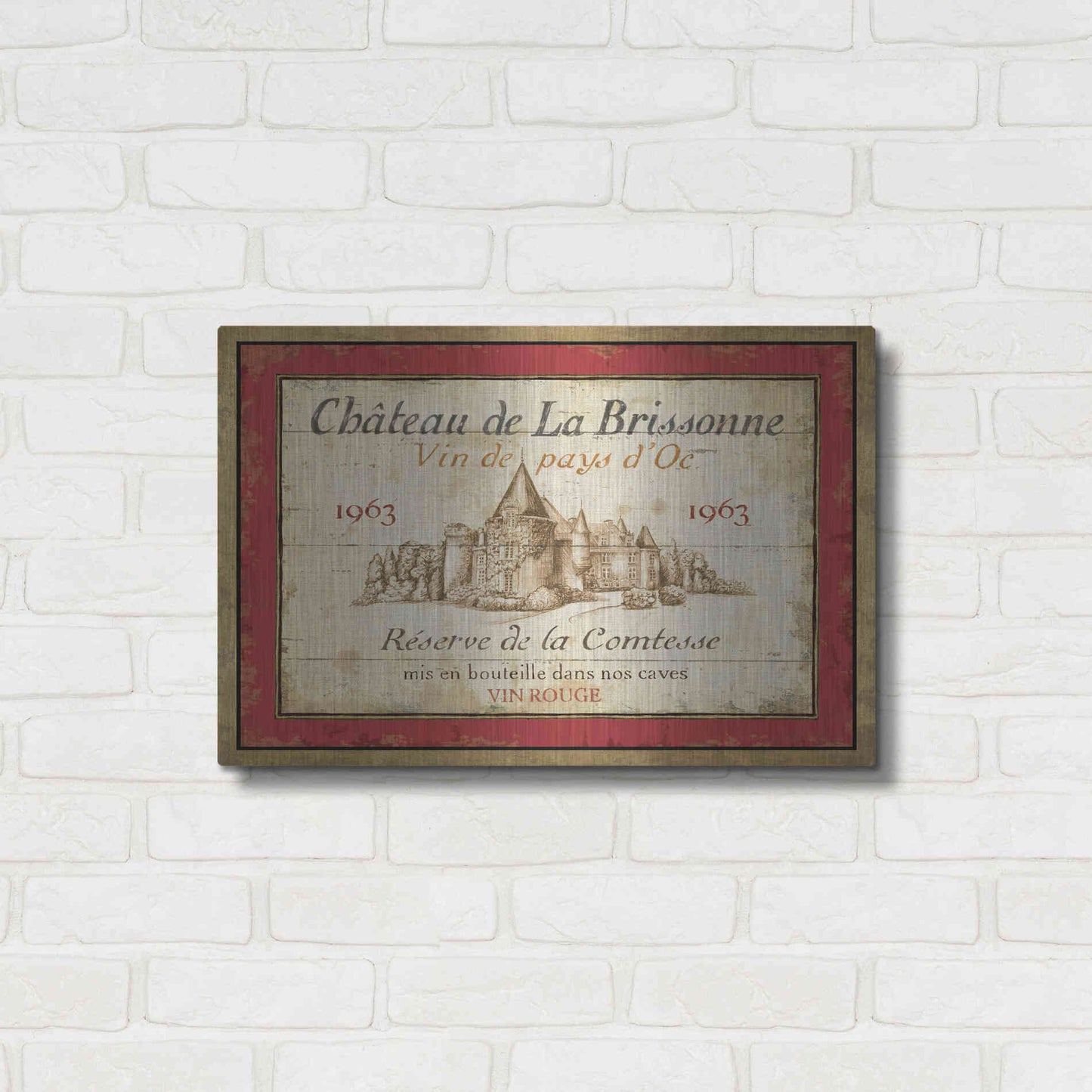 Luxe Metal Art 'French Wine Label I' by Daphne Brissonet, Metal Wall Art,24x16