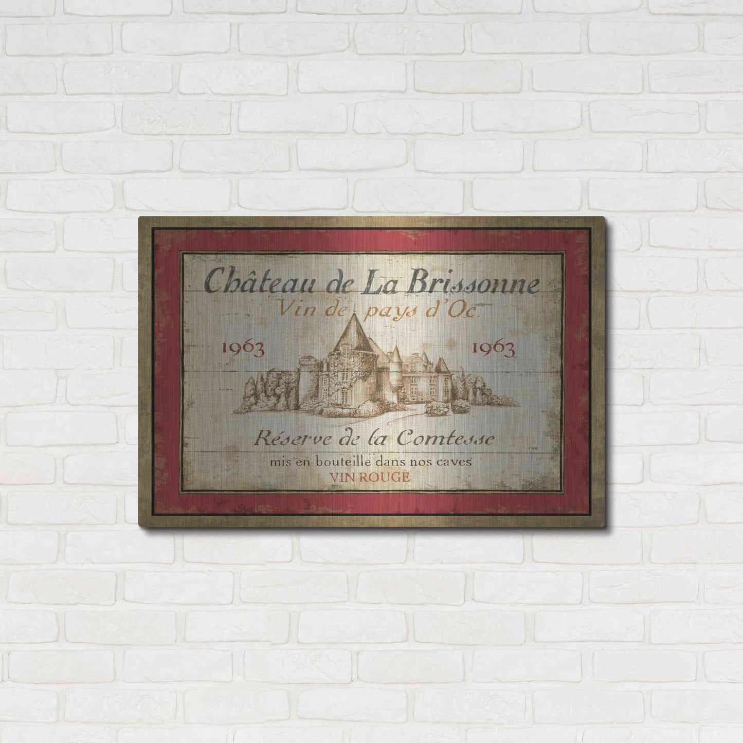 Luxe Metal Art 'French Wine Label I' by Daphne Brissonet, Metal Wall Art,36x24